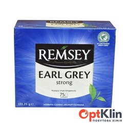 картинка чай чорний Remsey Earl Grey Strong в пакетиках 75 шт.