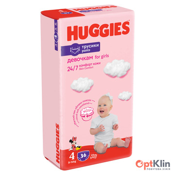  Підгузки-трусики для дівчаток Huggies Pants 4 Jumbo (9-14 кг) 36 шт.