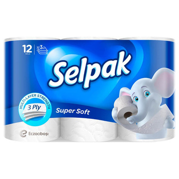  Туалетний папір Selpak Super Soft 3-шаровий 140 відривів 12 шт.