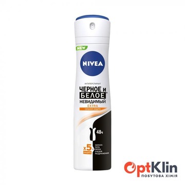  спрей Nivea Extra Чорне та біле Невидимий 150 мл
