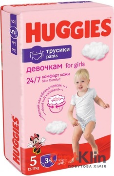  Підгузки-трусики для дівчаток Huggies Pants 5 Jumbo (12-17 кг) 34 шт.