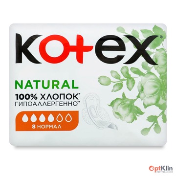  Прокладки для критичних днів Kotex Natural Normal 8 шт. (4 каплі)