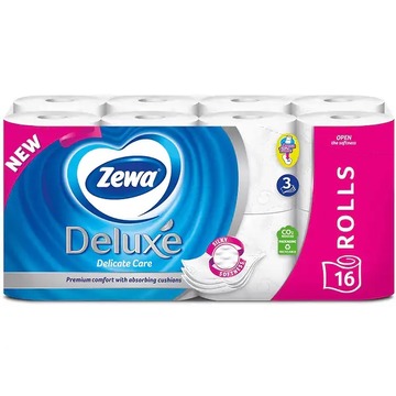  Туалетний папір Zewa Deluxe Білий 3-шаровий 16 шт.
