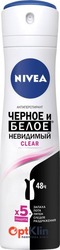картинка спрей Nivea Clear Чорне та біле Невидимий 150 мл